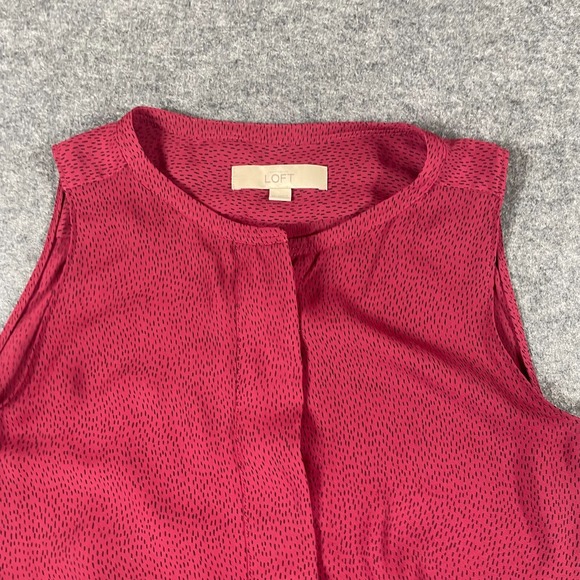 Loft Top Womens Extra Small XS Purple AOP Henley Sleeveless Lightweight Casual - Picture 4 of 11